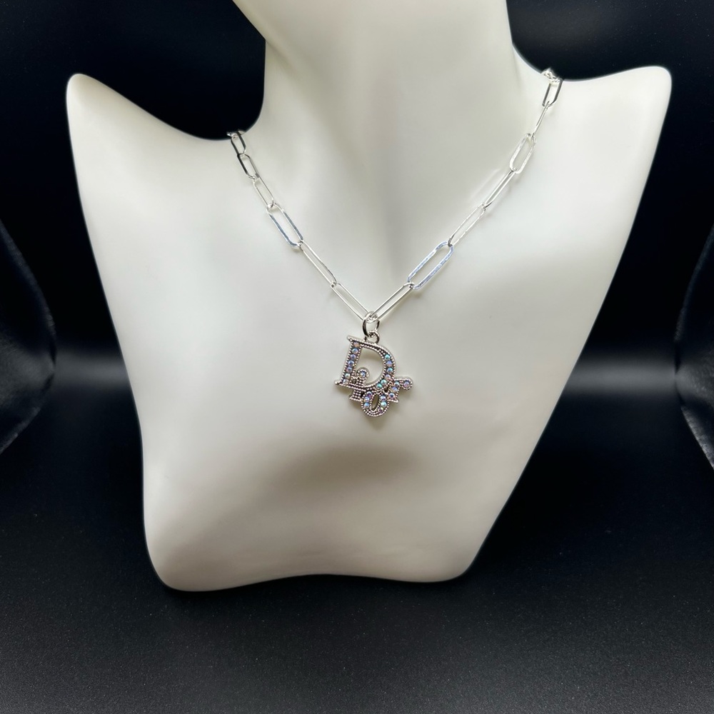 Sterling silver necklace with pre loved zipper pull charm